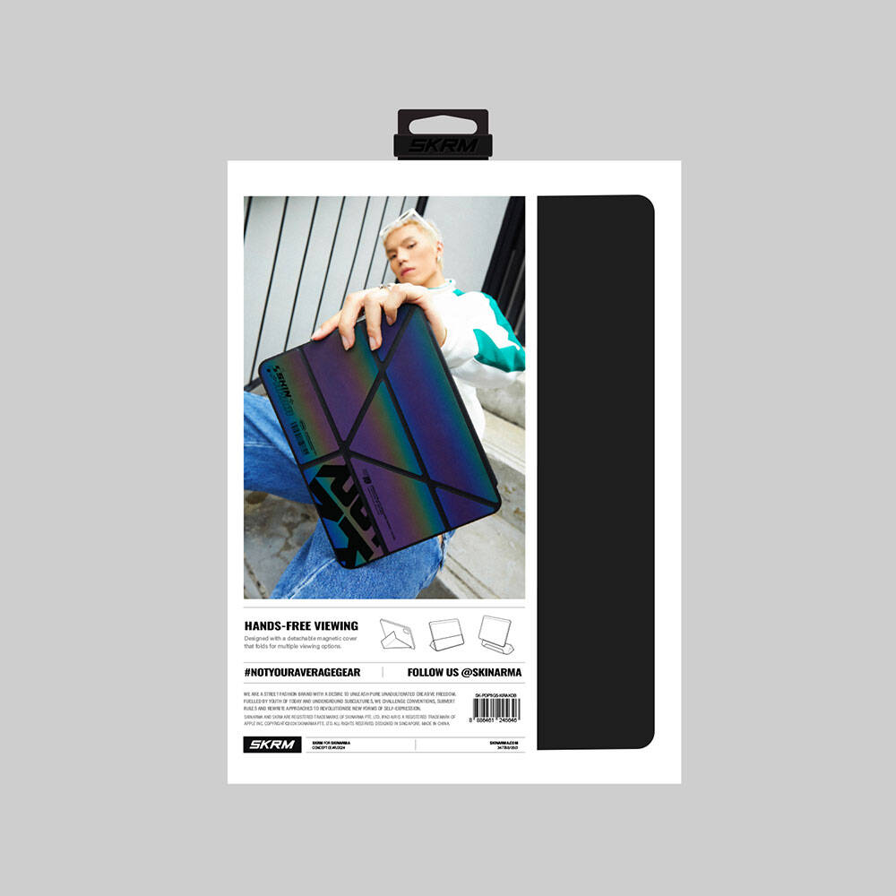 SkinArma iPad Air 13 2025 M3 Kılıf Holografik Tasarımlı Arkası Şeffaf Çıkarılabilir Magnetik Kira Kobai Kılıf