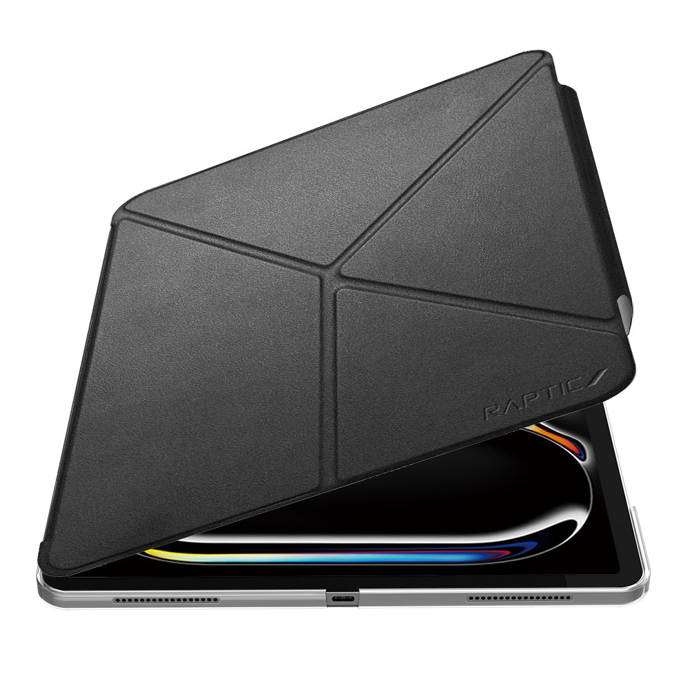 Raptic Clear Folio iPad Air 13 2025 M3 Airbagli Şeffaf Kılıflı Katlanabilir Standlı Kılıf