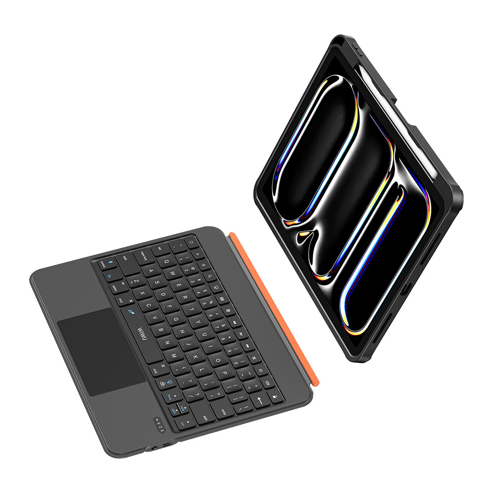 Wiwu MK-007 Combo Pro iPad Pro 11 2025 M5 Kalem Bölmeli Klavyeli Standlı Tablet Kılıfı
