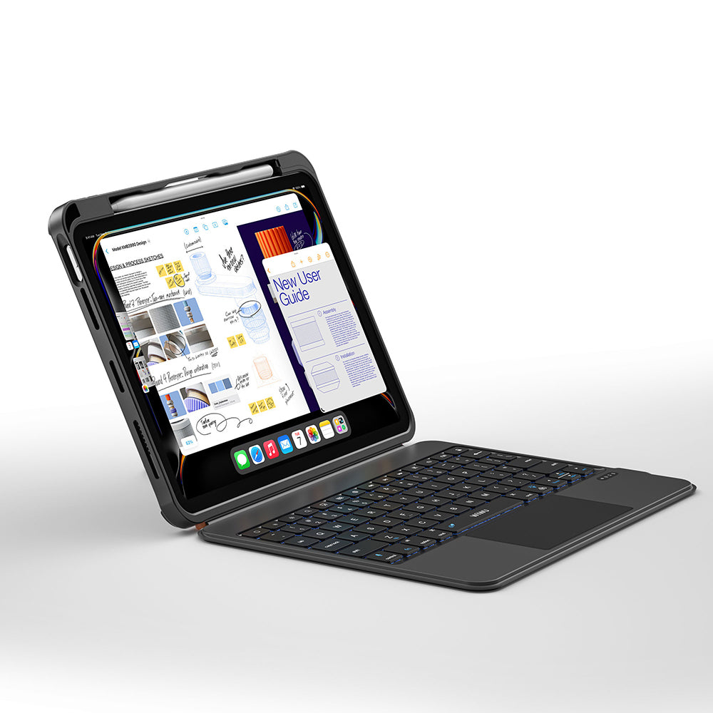 Wiwu MK-007 Combo Pro iPad Pro 11 2025 M5 Kalem Bölmeli Klavyeli Standlı Tablet Kılıfı