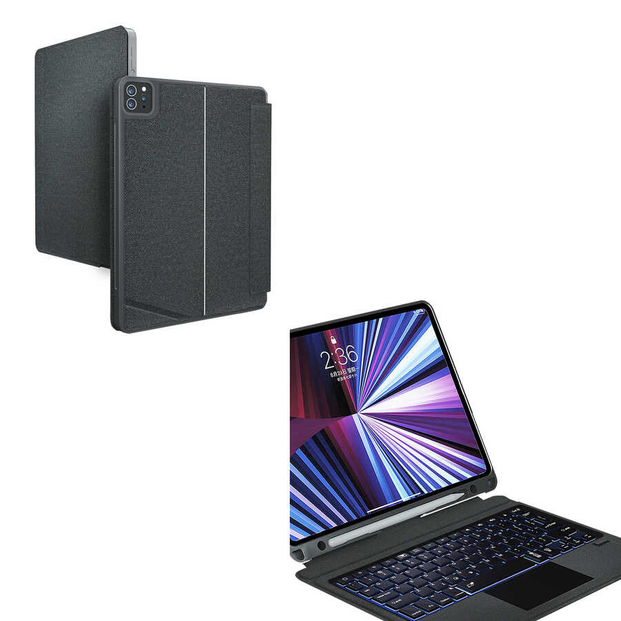 Wiwu Mag Touch iPad Pro 12.9 2020 (4.Nesil) Klavyeli Standlı Tablet Kılıfı - 1