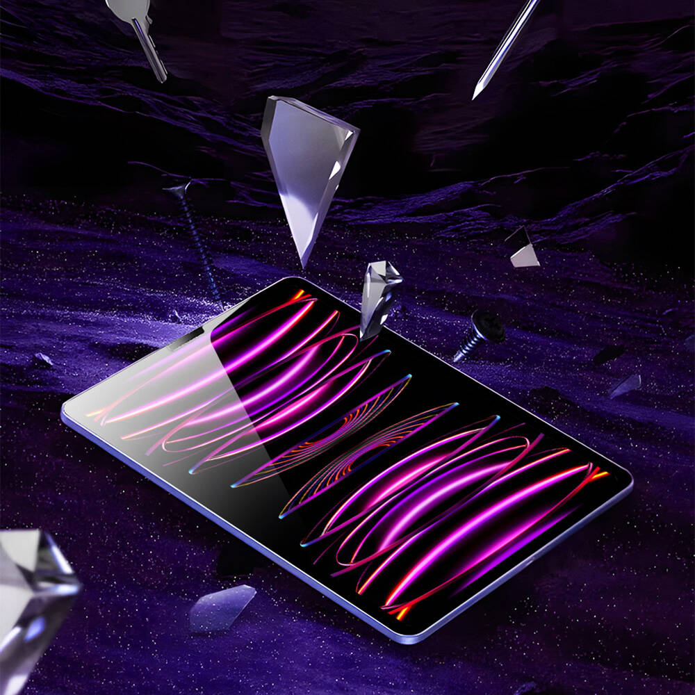 Wiwu Wi-GQ002 iVista iPad Pro 12.9 2021 (5.Nesil) 5 Katmanlı Temperli Cam Ekran Koruyucu + Kolay Uygulama Aparatı