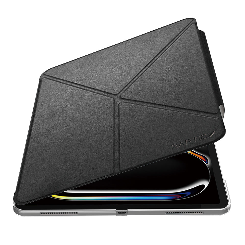 Raptic Clear Folio iPad Pro 13 2024 Airbagli Şeffaf Kılıflı Katlanabilir Standlı Kılıf