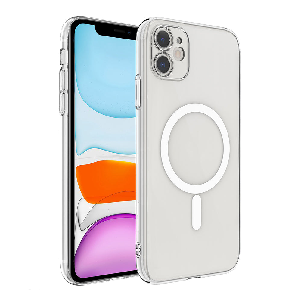 Cepax iPhone 11 Kamera Korumalı M-Safe Şarj Özellikli Şeffaf London Sert PC Kılıf