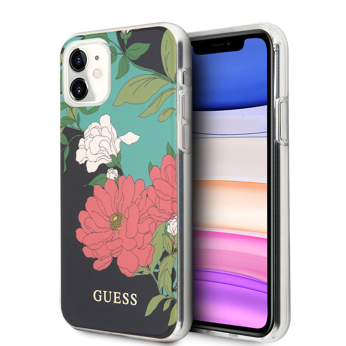 Guess iPhone 11 Kılıf Çiçek Desenli Tasarım Telefon Kılıfı