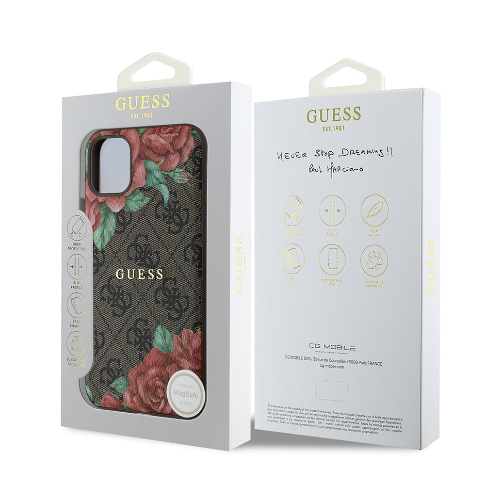 Guess iPhone 11 Orjinal Lisanslı M-safe Uyumlu Gül Baskılı 4G Desenli Yazı Logolu Kılıf
