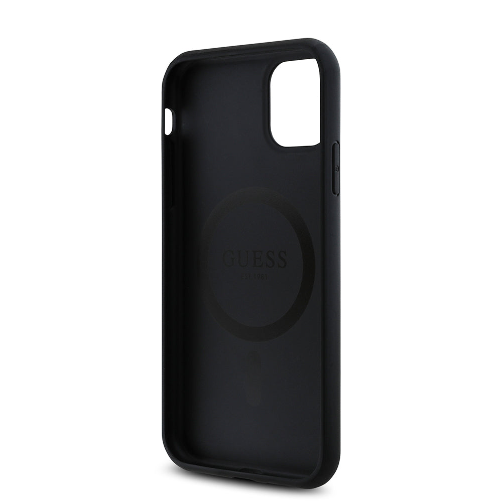 Guess iPhone 11 Orjinal Lisanslı M-safe Uyumlu Gül Baskılı 4G Desenli Yazı Logolu Kılıf