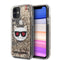 Karl Lagerfeld iPhone 11 Kılıf Sıvılı Simli Choupette Dizayn Telefon Kılıfı