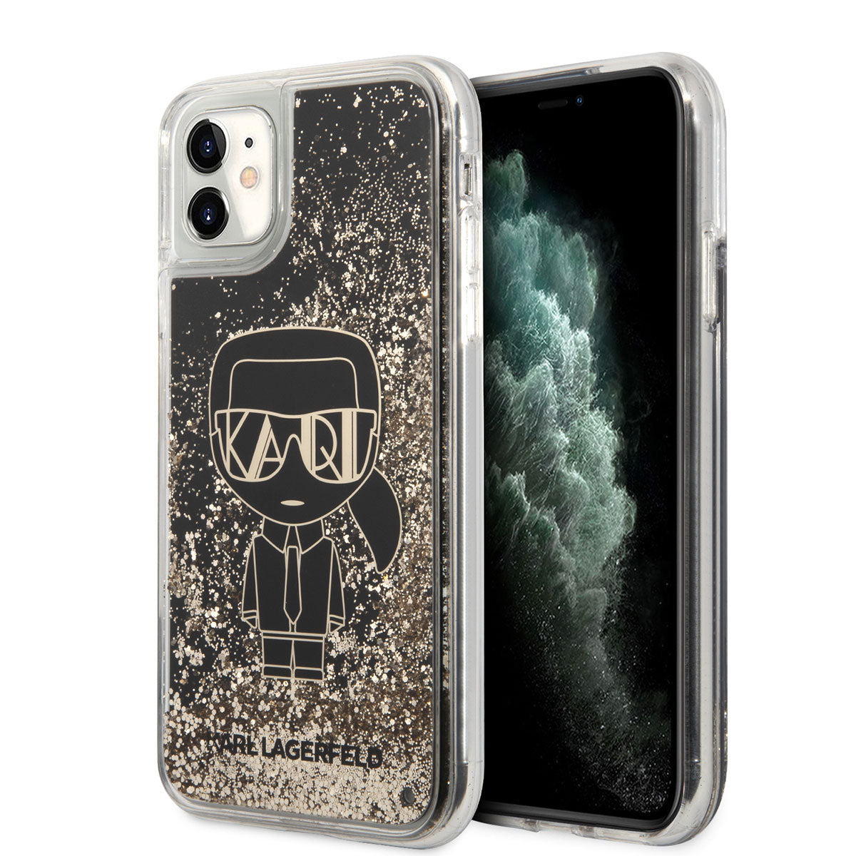 Karl Lagerfeld iPhone 11 Sıvılı Simli Gatsby Dizayn Telefon Kılıfı