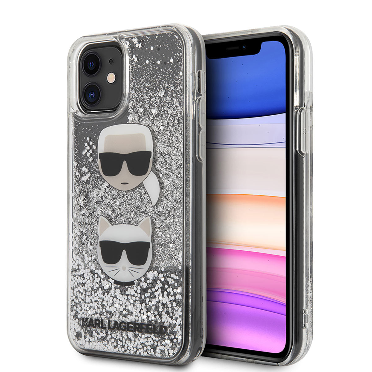 Karl Lagerfeld iPhone 11 Sıvılı Simli K&C Dizayn Telefon Kılıfı