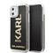 Karl Lagerfeld iPhone 11 Kılıf Sıvılı Simli Logo Dizayn Telefon Kılıfı