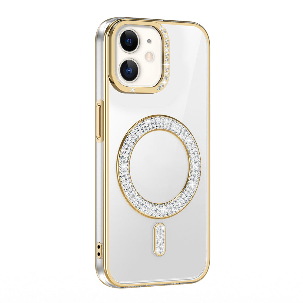 Cepax iPhone 11 Pırlanta Taş Tasarımlı M-safe Şarj Özellikli Karetta Silikon Kılıf