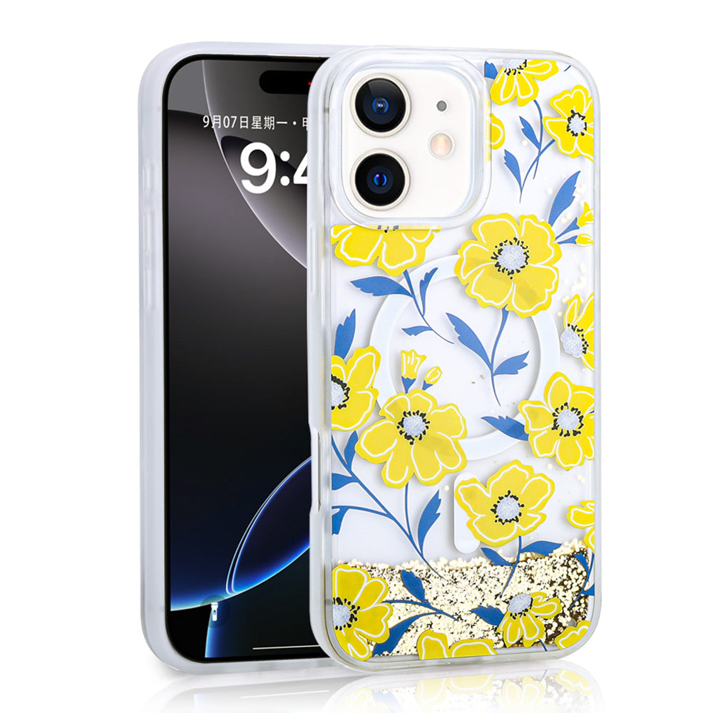 Cepax iPhone 11 Sıvılı Simli Baskılı Şeffaf Arka Yüzey Mossa Silikon Kılıf