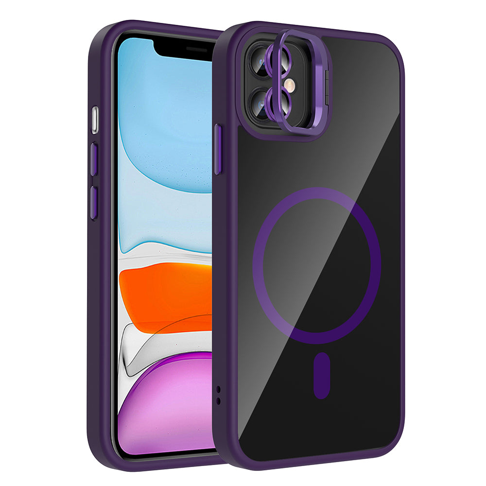 Cepax iPhone 11 Standlı ve Kamera Lens Hediyeli M-Safe Şarj Özellikli Etro Kılıf