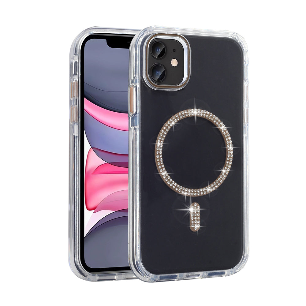 Cepax iPhone 11 Taşlı Tasarım M-safe Şarj Özellikli Koment Silikon Kılıf