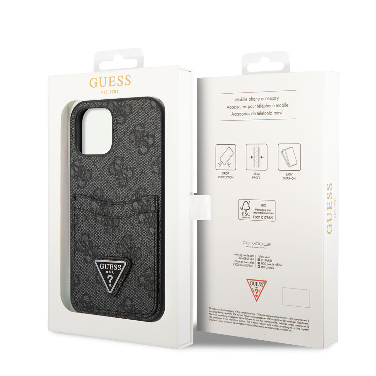 Guess iPhone 12 Kılıf Çift Kart Bölmeli Telefon Kılıfı