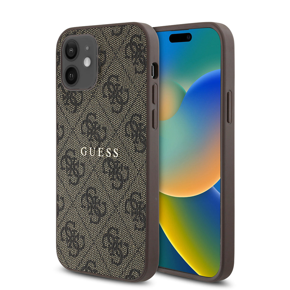 Guess iPhone 12 Orjinal Lisanslı M-safe Şarj Özellikli 4G Desen Yazı Logolu Kılıf