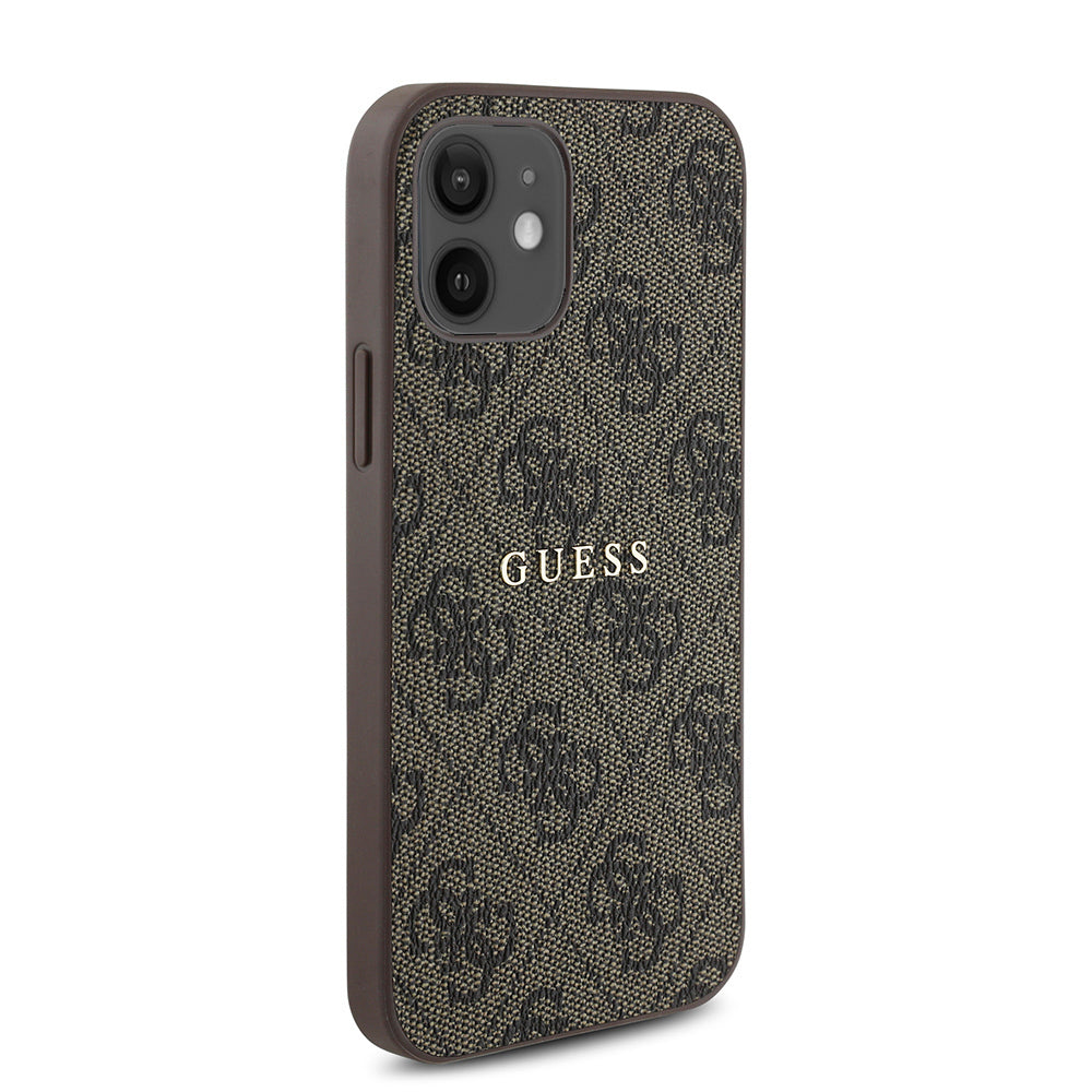 Guess iPhone 12 Orjinal Lisanslı M-safe Şarj Özellikli 4G Desen Yazı Logolu Kılıf