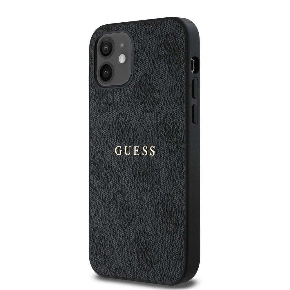 Guess iPhone 12 Orjinal Lisanslı M-safe Şarj Özellikli 4G Desen Yazı Logolu Kılıf