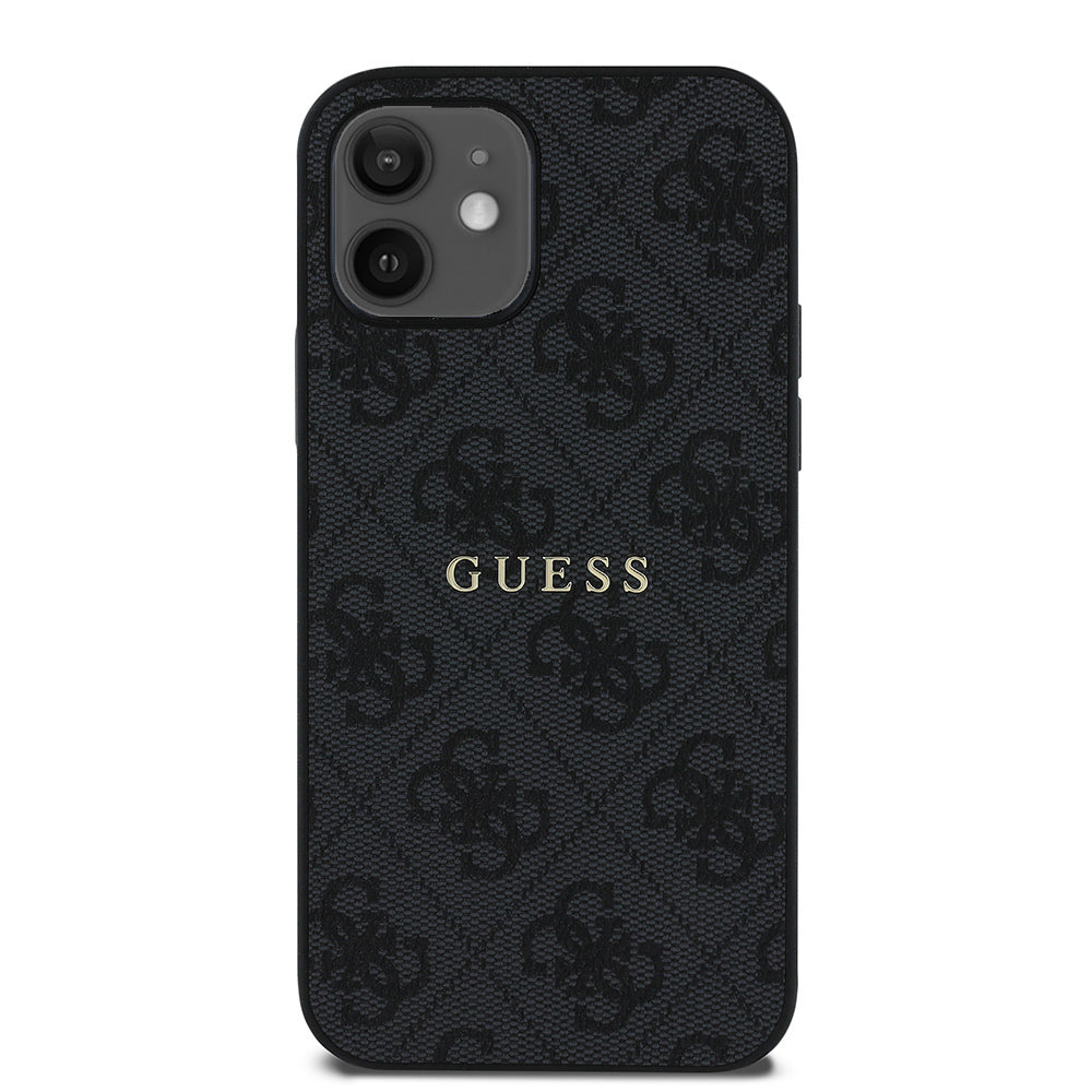 Guess iPhone 12 Orjinal Lisanslı M-safe Şarj Özellikli 4G Desen Yazı Logolu Kılıf