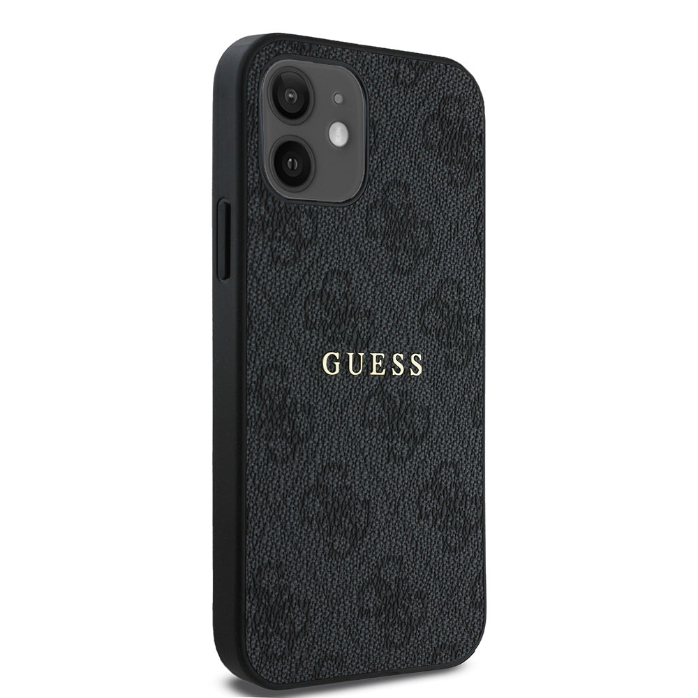 Guess iPhone 12 Orjinal Lisanslı M-safe Şarj Özellikli 4G Desen Yazı Logolu Kılıf
