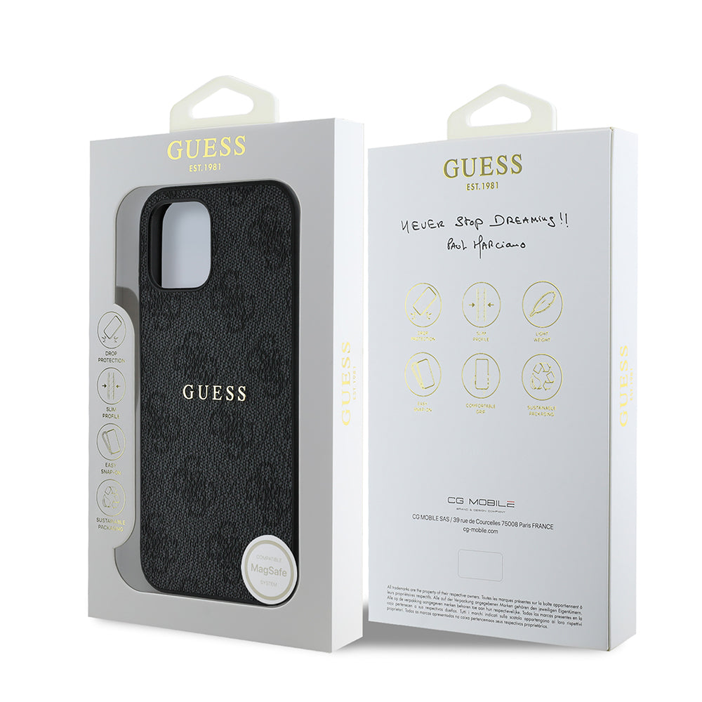 Guess iPhone 12 Pro Orjinal Lisanslı M-safe Şarj Özellikli 4G Desen Yazı Logolu Kılıf