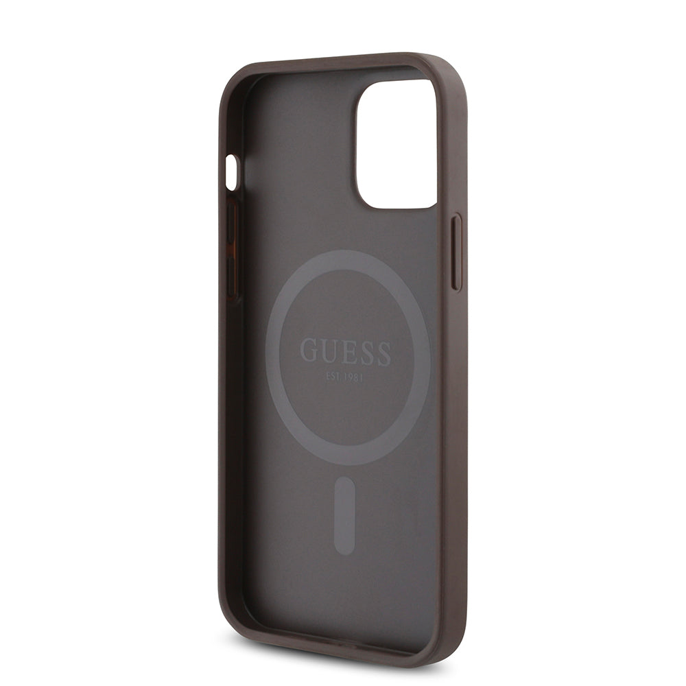 Guess iPhone 12 Pro Orjinal Lisanslı M-safe Şarj Özellikli 4G Desen Yazı Logolu Kılıf