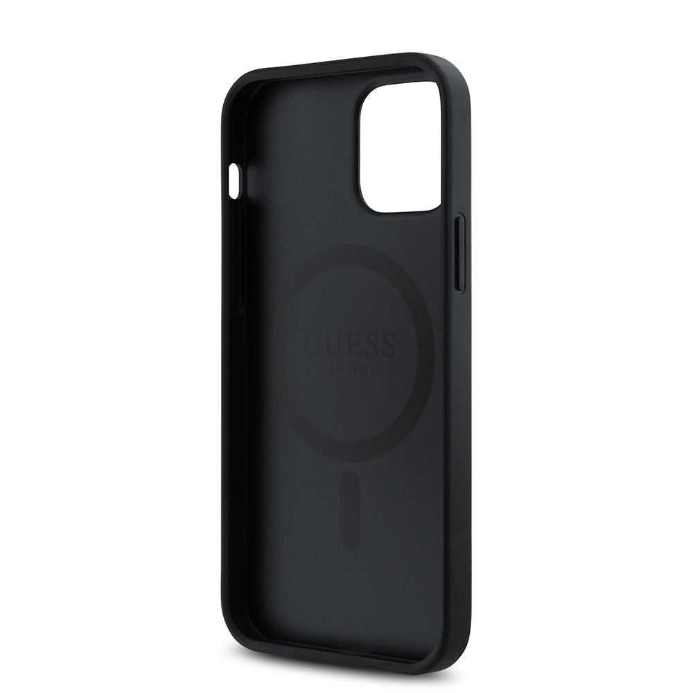 Guess iPhone 12 Pro Orjinal Lisanslı M-safe Şarj Özellikli Gül Baskılı 4G Desenli Yazı Logolu Kılıf