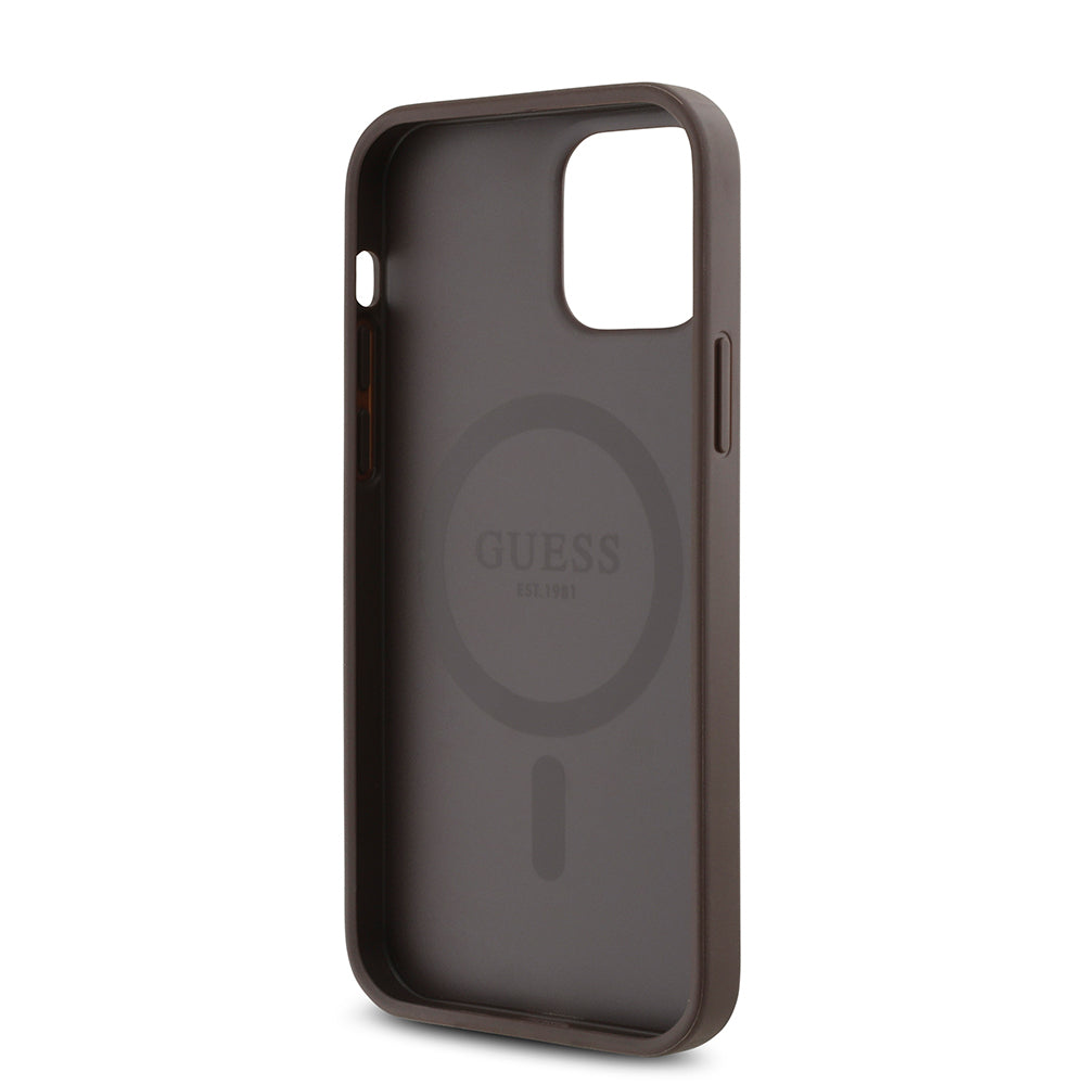 Guess iPhone 12 Pro Orjinal Lisanslı M-safe Şarj Özellikli Gül Baskılı 4G Desenli Yazı Logolu Kılıf