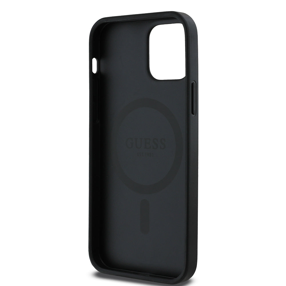 Guess iPhone 12 Pro Orjinal Lisanslı M-safe Şarj Özellikli Yazı Logolu Saffiano Classic Kılıf