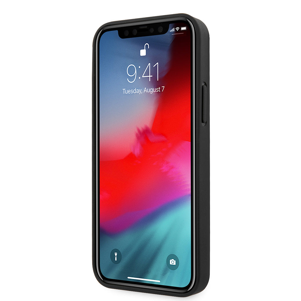Guess iPhone 12 Pro Max Orjinal Lisanslı PU Deri Büyük Metal Logo Dizaynlı Kılıf