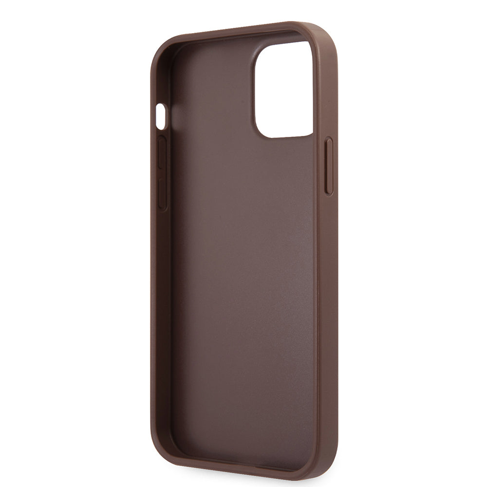 Guess iPhone 12 Pro Max Orjinal Lisanslı PU Deri Büyük Metal Logo Dizaynlı Kılıf