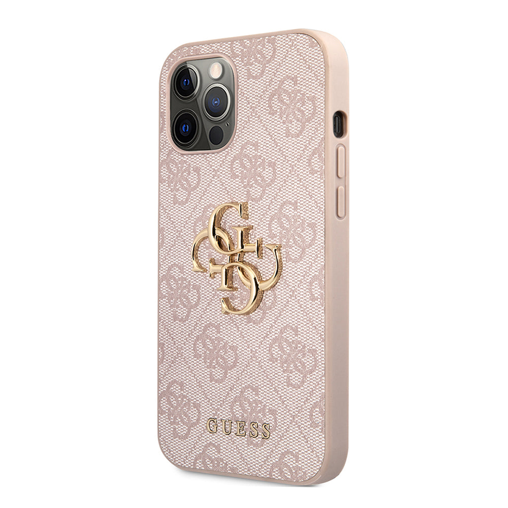 Guess iPhone 12 Pro Max Orjinal Lisanslı PU Deri Büyük Metal Logo Dizaynlı Kılıf