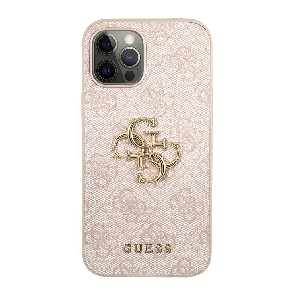 Guess iPhone 12 Pro Max Orjinal Lisanslı PU Deri Büyük Metal Logo Dizaynlı Kılıf