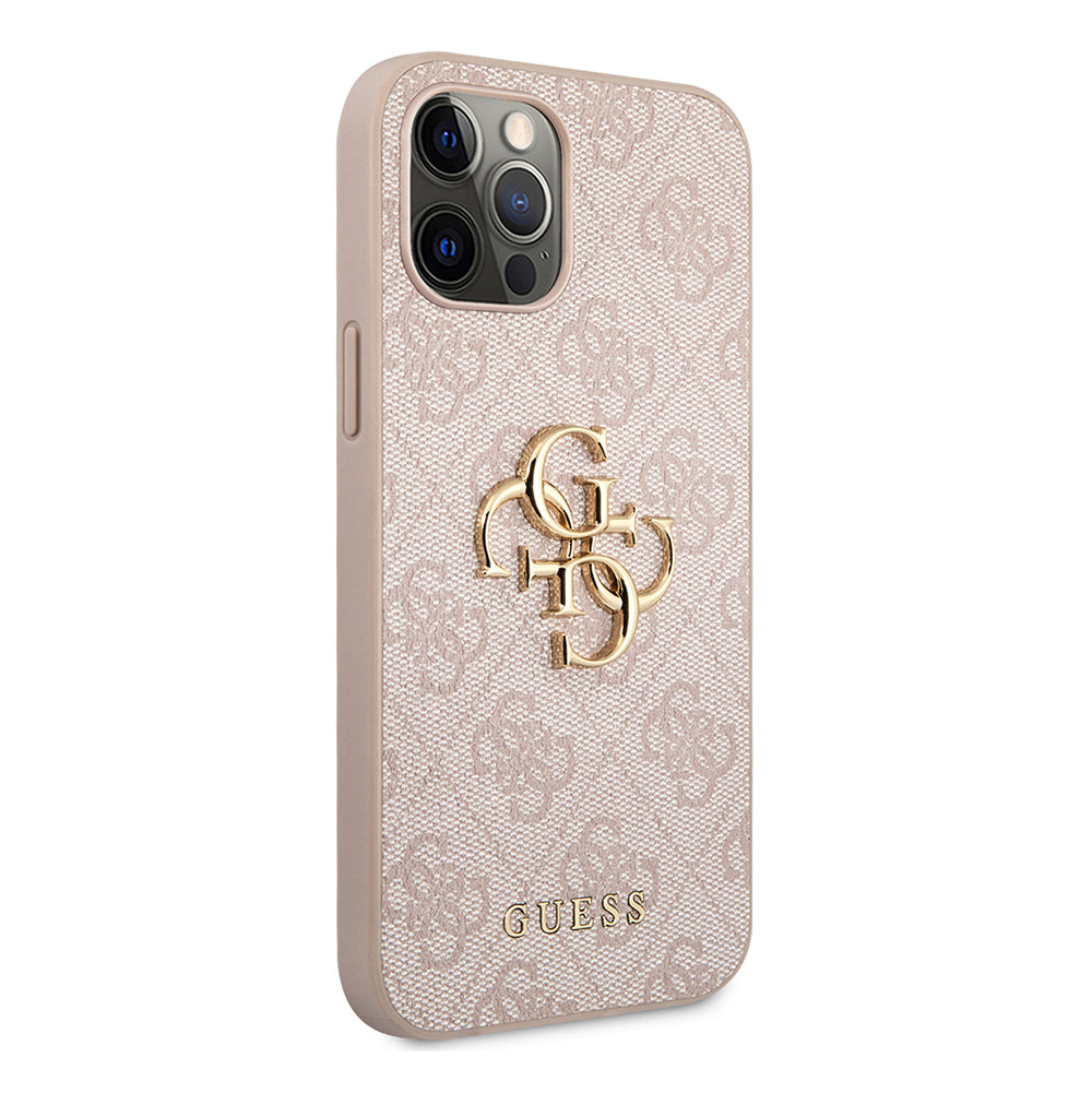 Guess iPhone 12 Pro Max Orjinal Lisanslı PU Deri Büyük Metal Logo Dizaynlı Kılıf