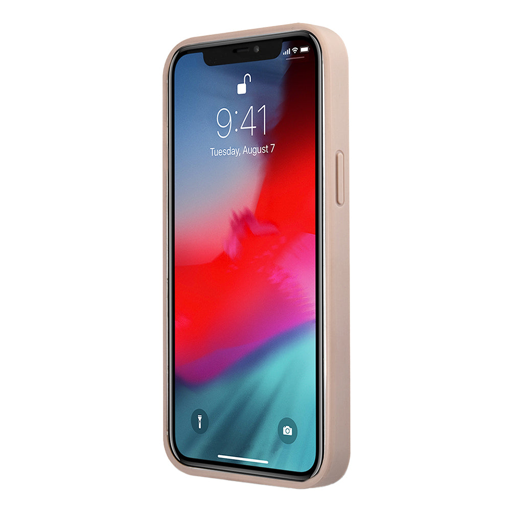 Guess iPhone 12 Pro Max Orjinal Lisanslı PU Deri Büyük Metal Logo Dizaynlı Kılıf