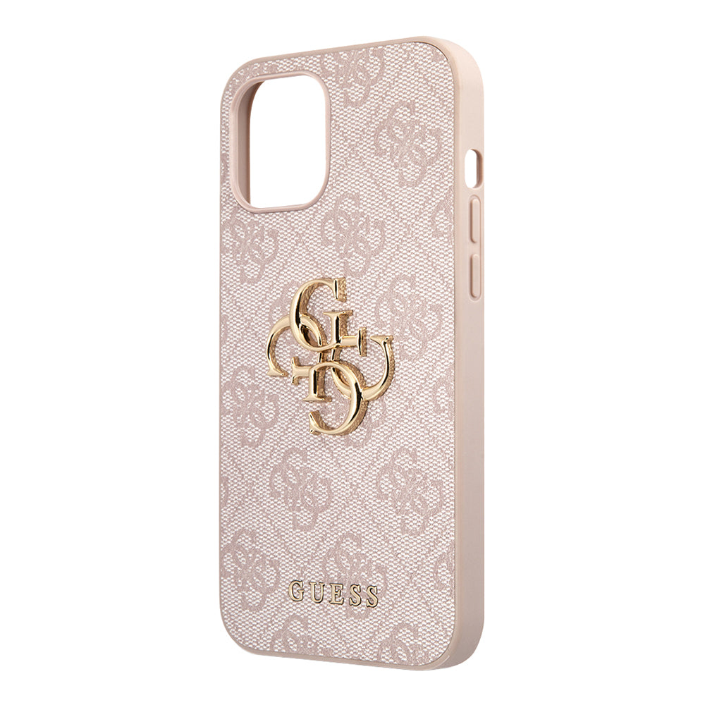 Guess iPhone 12 Pro Max Orjinal Lisanslı PU Deri Büyük Metal Logo Dizaynlı Kılıf