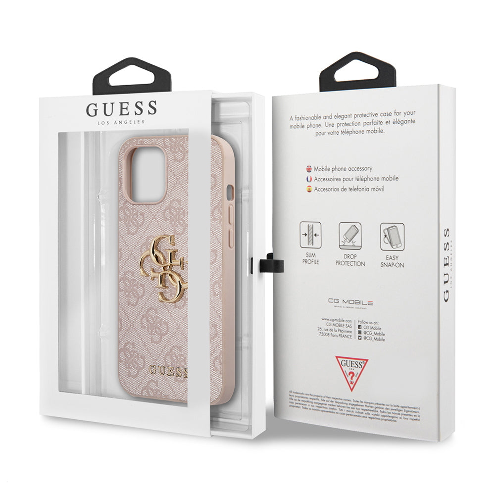 Guess iPhone 12 Pro Max Orjinal Lisanslı PU Deri Büyük Metal Logo Dizaynlı Kılıf