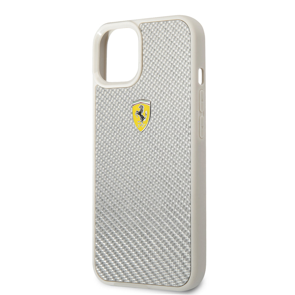 Ferrari iPhone 13 Orjinal Lisanlı Klasik Metal Logolu Karbon Dizayn Kılıf