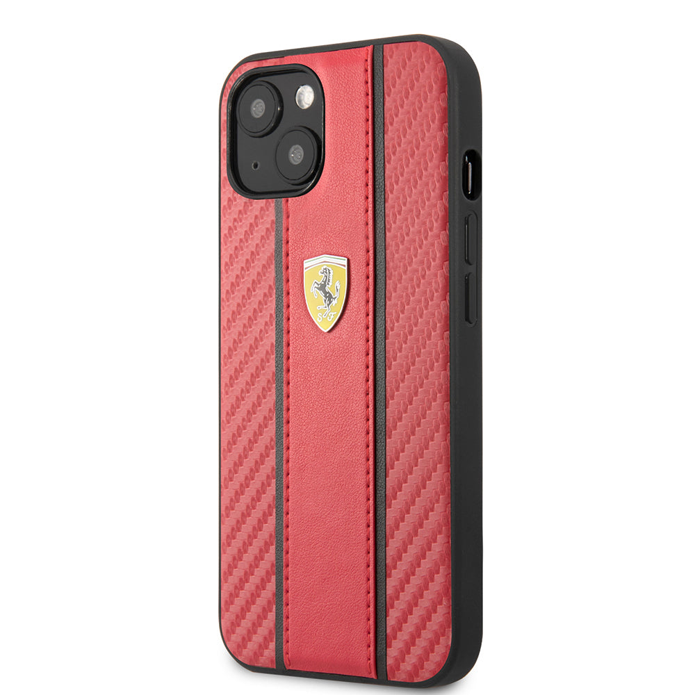Ferrari iPhone 13 Orjinal Lisanslı PU Deri Ve Karbon Dizayn Telefon Kılıfı