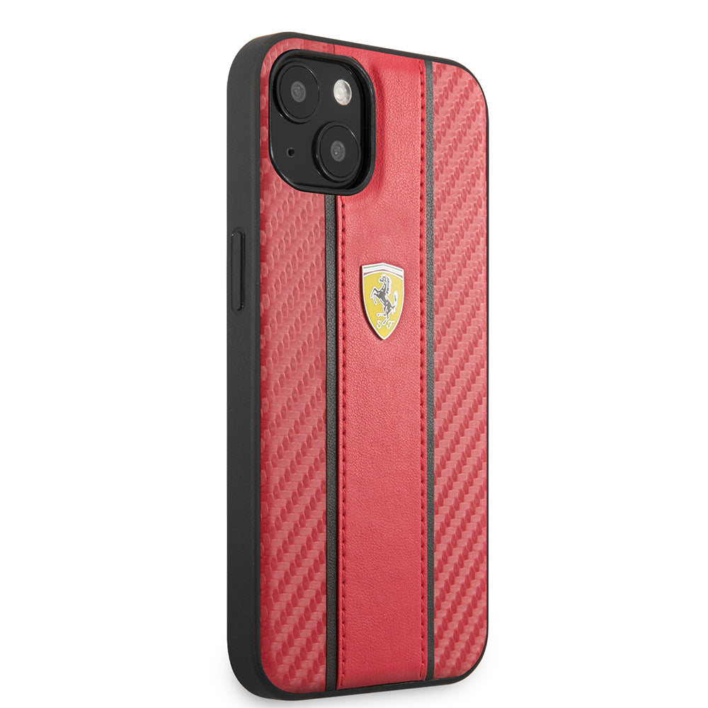 Ferrari iPhone 13 Orjinal Lisanslı PU Deri Ve Karbon Dizayn Telefon Kılıfı