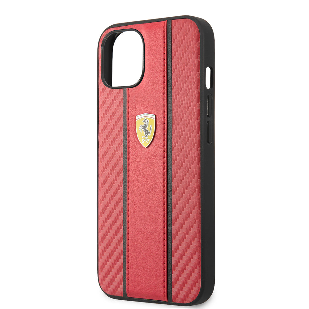Ferrari iPhone 13 Orjinal Lisanslı PU Deri Ve Karbon Dizayn Telefon Kılıfı