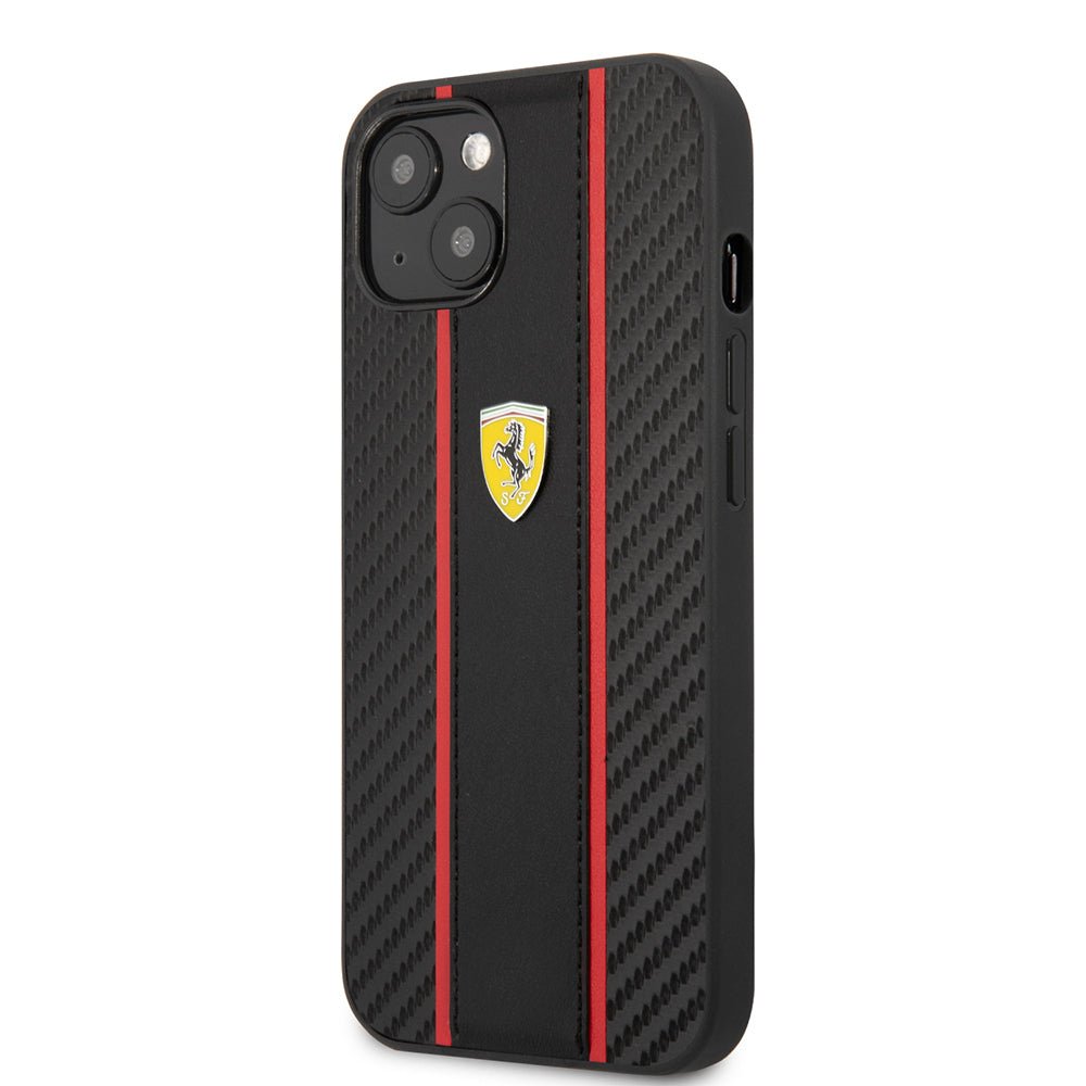 Ferrari iPhone 13 Orjinal Lisanslı PU Deri Ve Karbon Dizayn Telefon Kılıfı