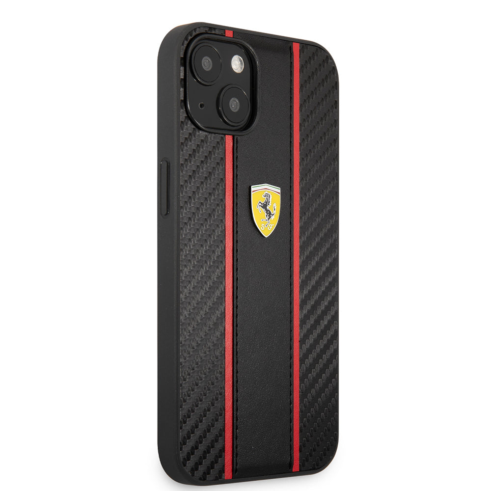 Ferrari iPhone 13 Orjinal Lisanslı PU Deri Ve Karbon Dizayn Telefon Kılıfı