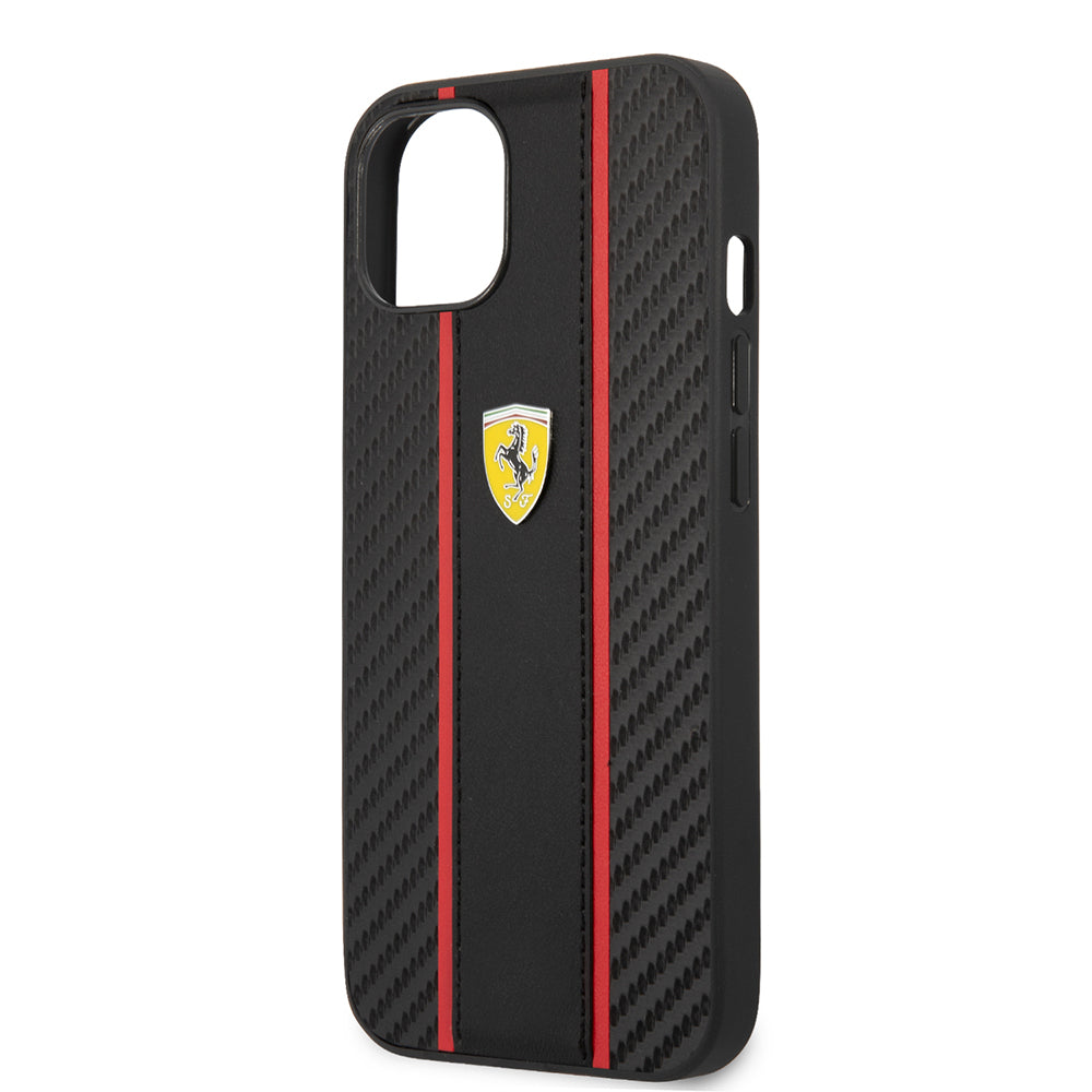Ferrari iPhone 13 Orjinal Lisanslı PU Deri Ve Karbon Dizayn Telefon Kılıfı