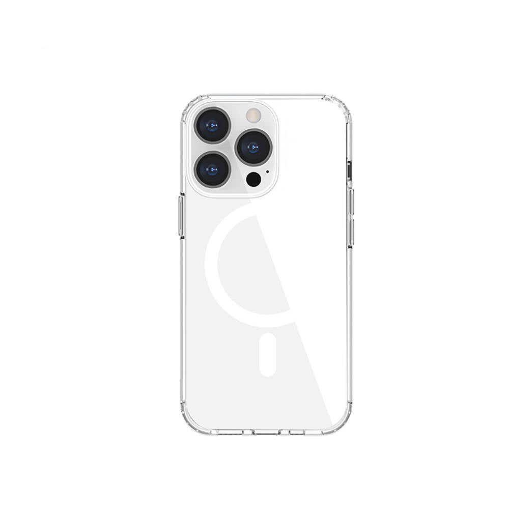 Recci Magnetik Suction Serisi iPhone 13 M-safe Şarj Özellikli Airbagli Şeffaf PC Arka Yüzey Kılıf