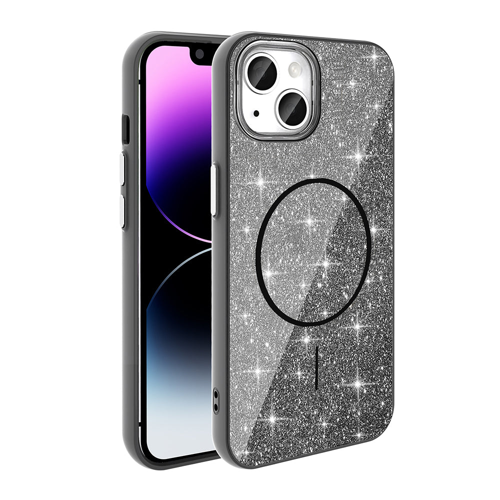 Cepax iPhone 13 M-safe Şarj Özellikli Parlayan Simli Okso Kılıf