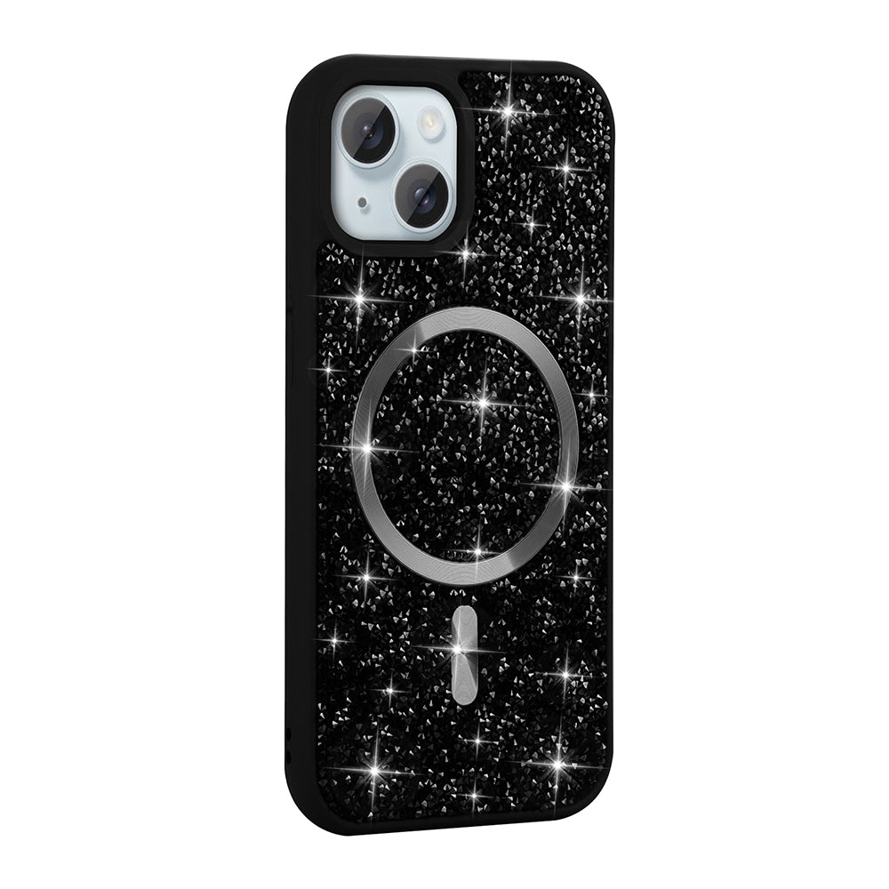 Cepax iPhone 13 Pırlanta Tasarımlı M-safe Şarj Özellikli Mozaik Silikon Kılıf
