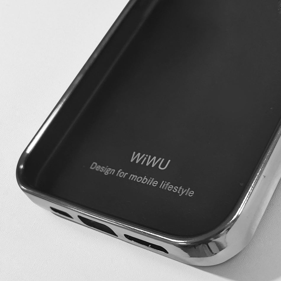 Wiwu Genuine iPhone 13 Leather Silver Calfskin Orjinal Deri Telefon Kılıfı