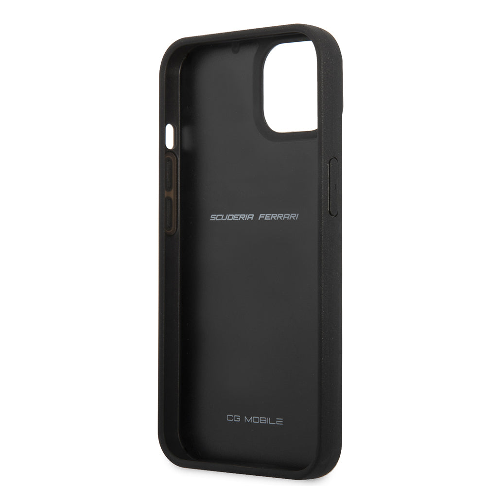 Ferrari iPhone 13 Mini Orjinal Lisanlı Klasik Metal Logolu Karbon Dizayn Kılıf